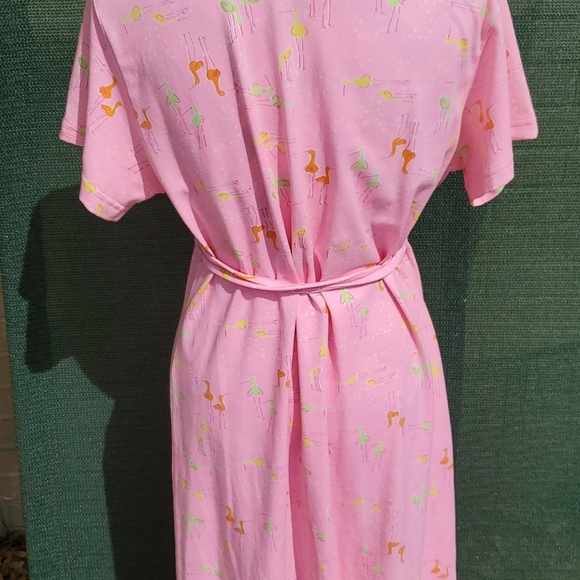 Lilly Pulitzer Pink Wrap Dress With Birds Sz XL - Picture 3 of 6
